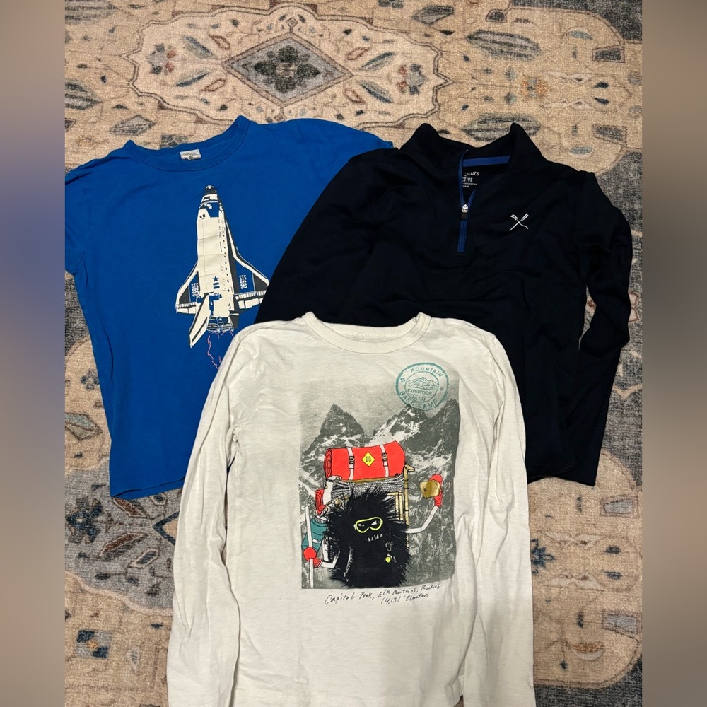 Crewcuts bundle! 1/4 zip, a long sleeved and short sleeved! Size 8/9
